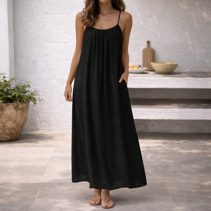 Festliches Kleid aus Leinen für Damen in Maxilänge (5)
