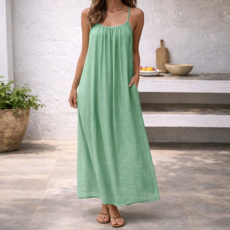Festliches Kleid aus Leinen für Damen in Maxilänge (8)