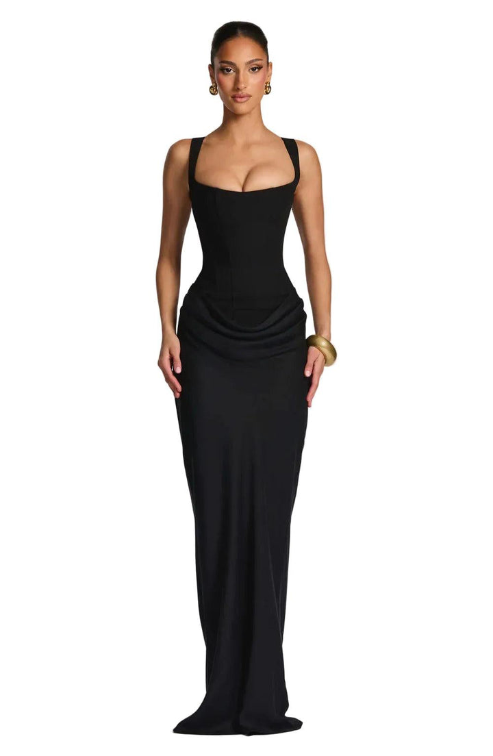 Festliches Maxikleid für Damen Hochzeitsgäste in Schwarz