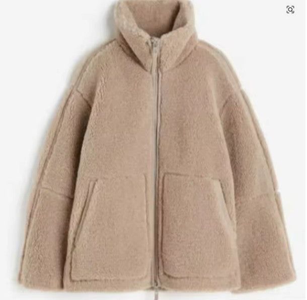 Flauschige Lange Herbstjacke für Damen (4)