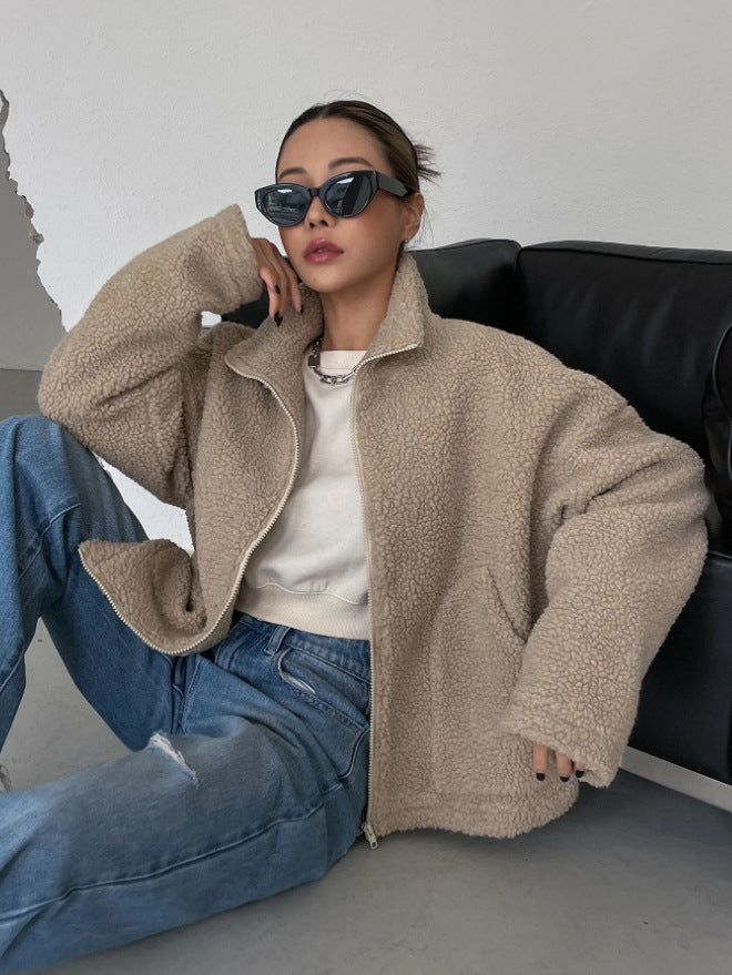 Flauschige Lange Herbstjacke für Damen (5)