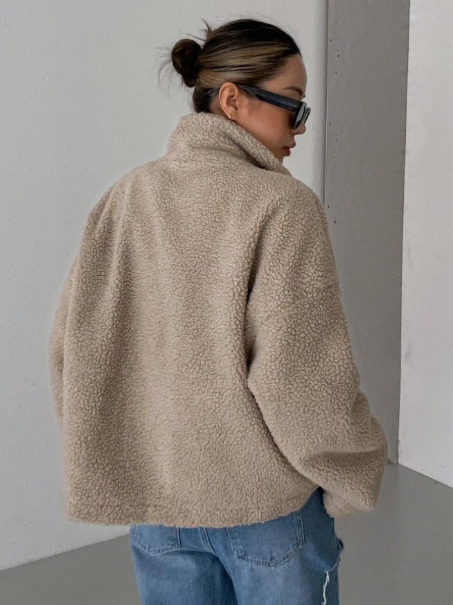 Flauschige Lange Herbstjacke für Damen (6)