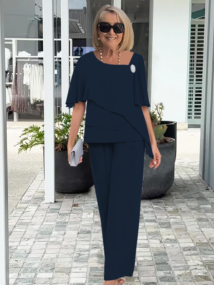 Fließendes Damen Set für elegante Anlässe in Marineblau