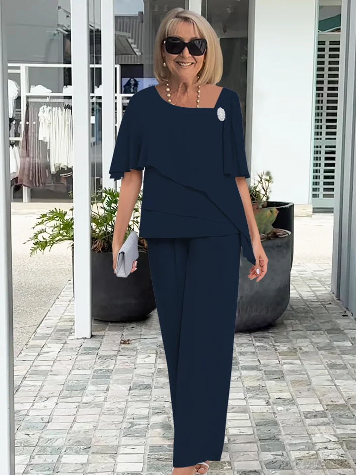 Fließendes Damen Set für elegante Anlässe in Marineblau
