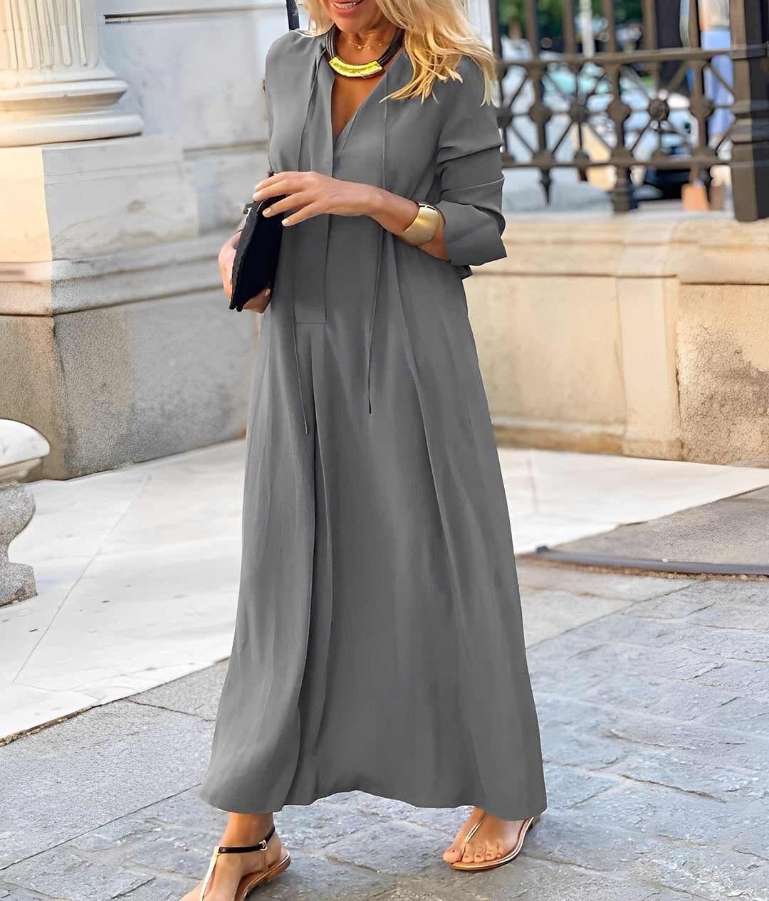 Fließendes Maxikleid für den Alltag in Grau