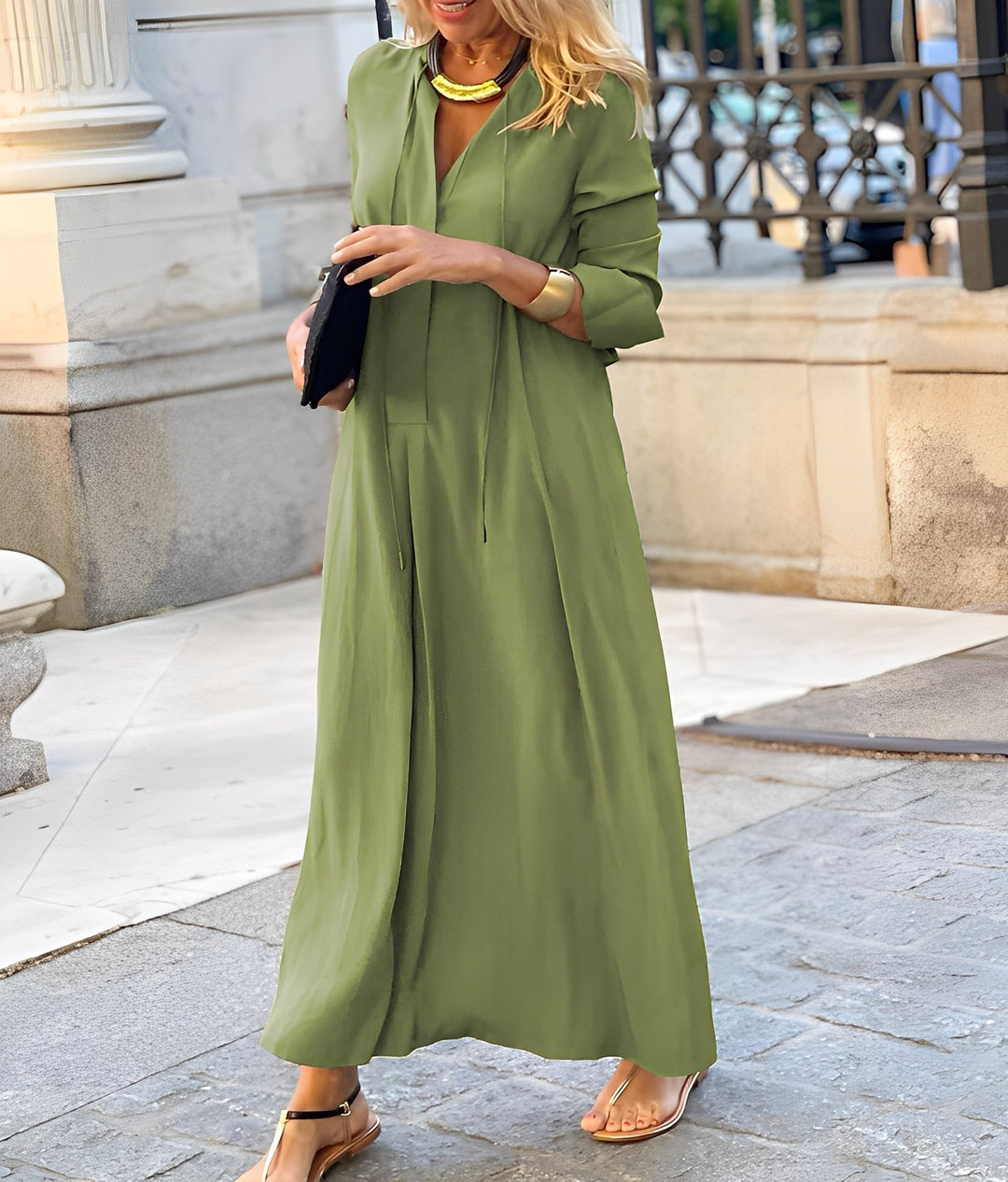 Fließendes Maxikleid für den Alltag in Grün