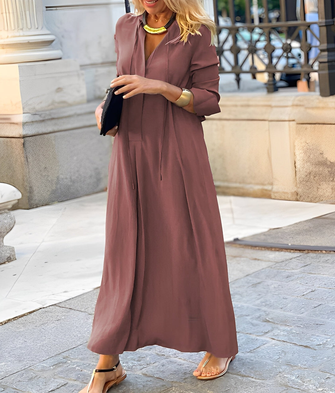 Fließendes Maxikleid für den Alltag in Rosa