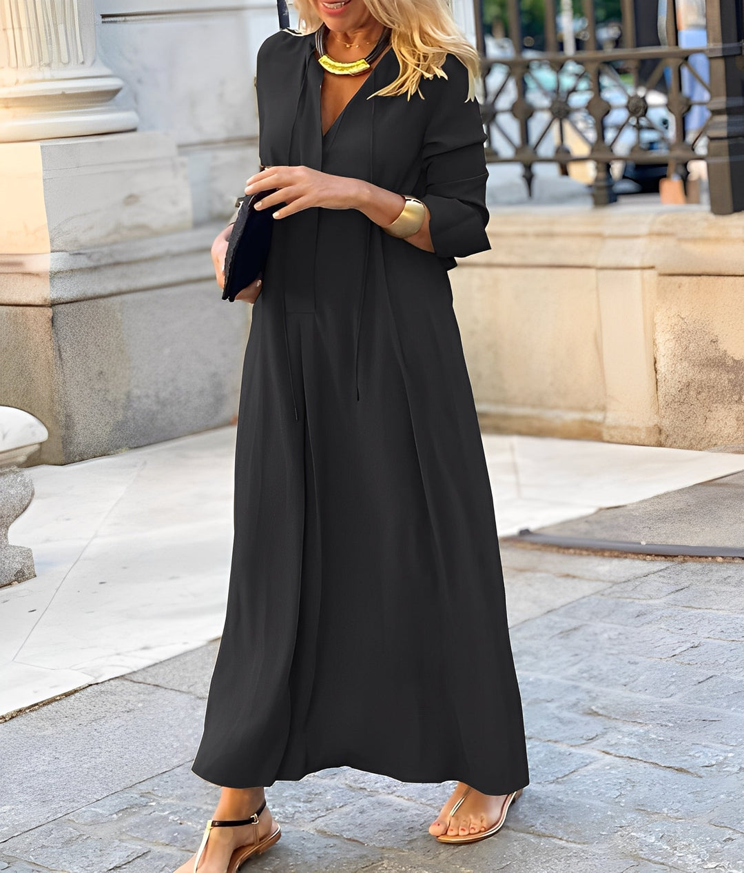 Fließendes Maxikleid für den Alltag in Schwarz