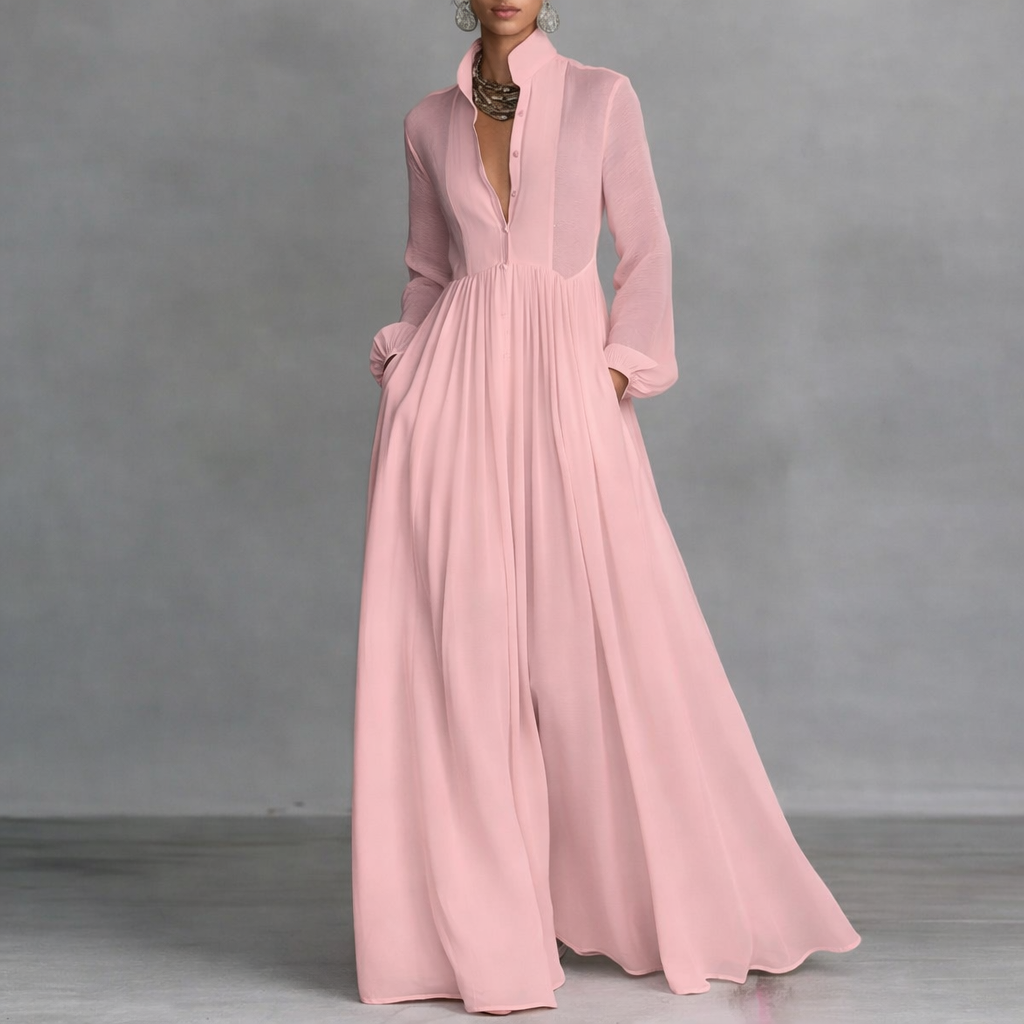 Fließendes Maxikleid für Hochzeitsgäste Herbst in Rosa