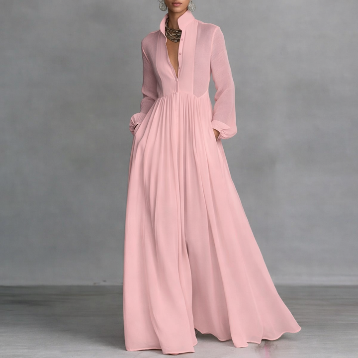 Fließendes Maxikleid für Hochzeitsgäste Herbst in Rosa
