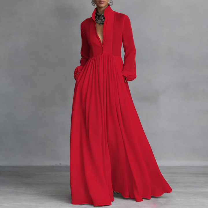 Fließendes Maxikleid für Hochzeitsgäste Herbst in Rot