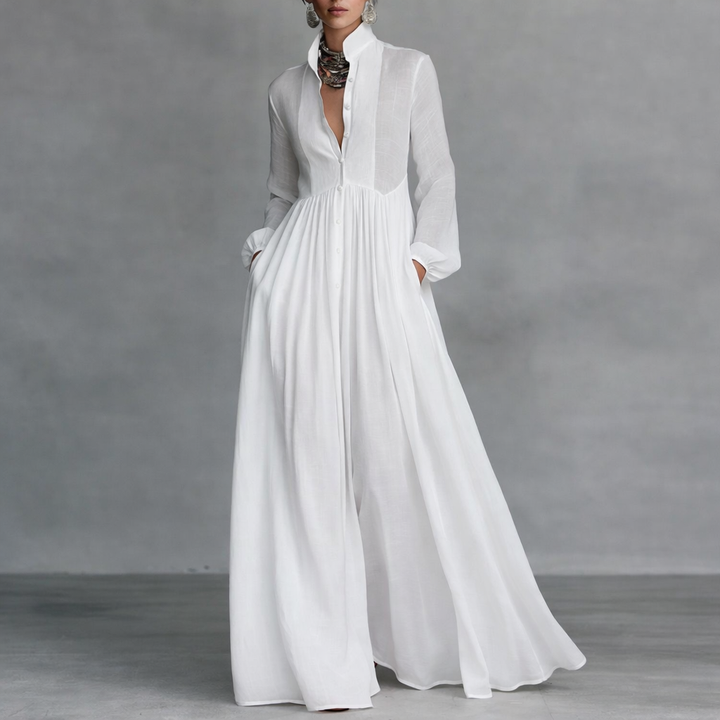 Fließendes Maxikleid für Hochzeitsgäste Herbst in Weiß