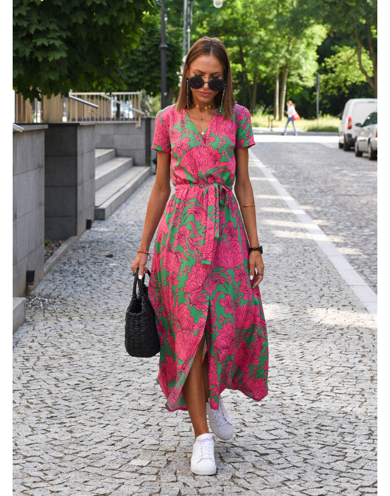 Florales Boho-Maxikleid für Hochzeitsgäste in Rosa