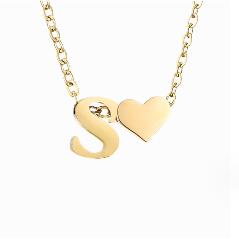 Zeitlose Initialen Halskette mit Herz Charm