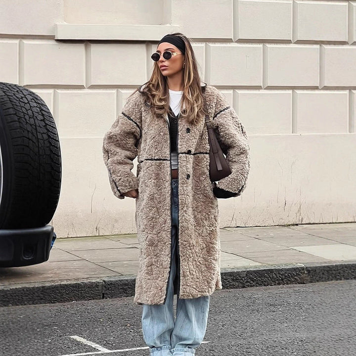 Gemütliche Winterjacke Damen mit Teddy-Kunstfell (4)