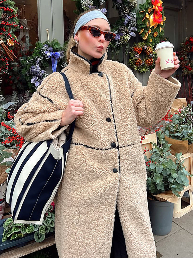 Gemütliche Winterjacke Damen mit Teddy-Kunstfell in Bildfarbe