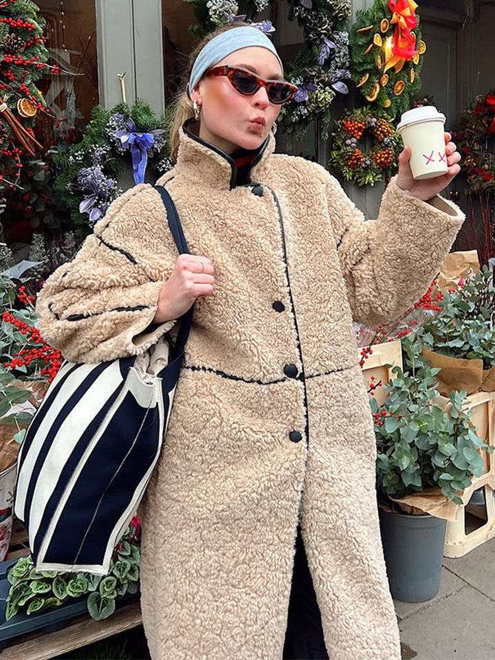 Gemütliche Winterjacke Damen mit Teddy-Kunstfell in Bildfarbe