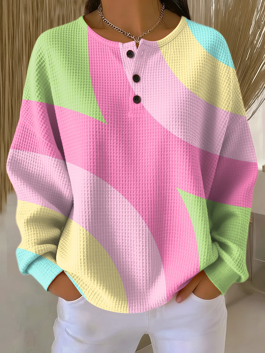 Gemütlicher Damen Pullover mit Muster in Rosa