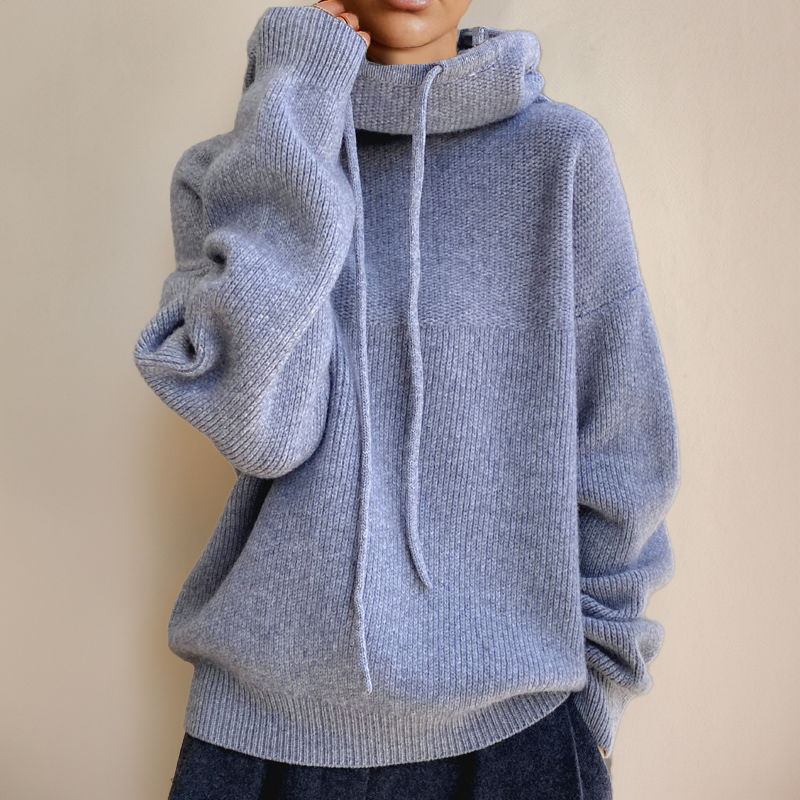 Gemütlicher Damen Pullover mit Schalkragen für Herbst in Grau