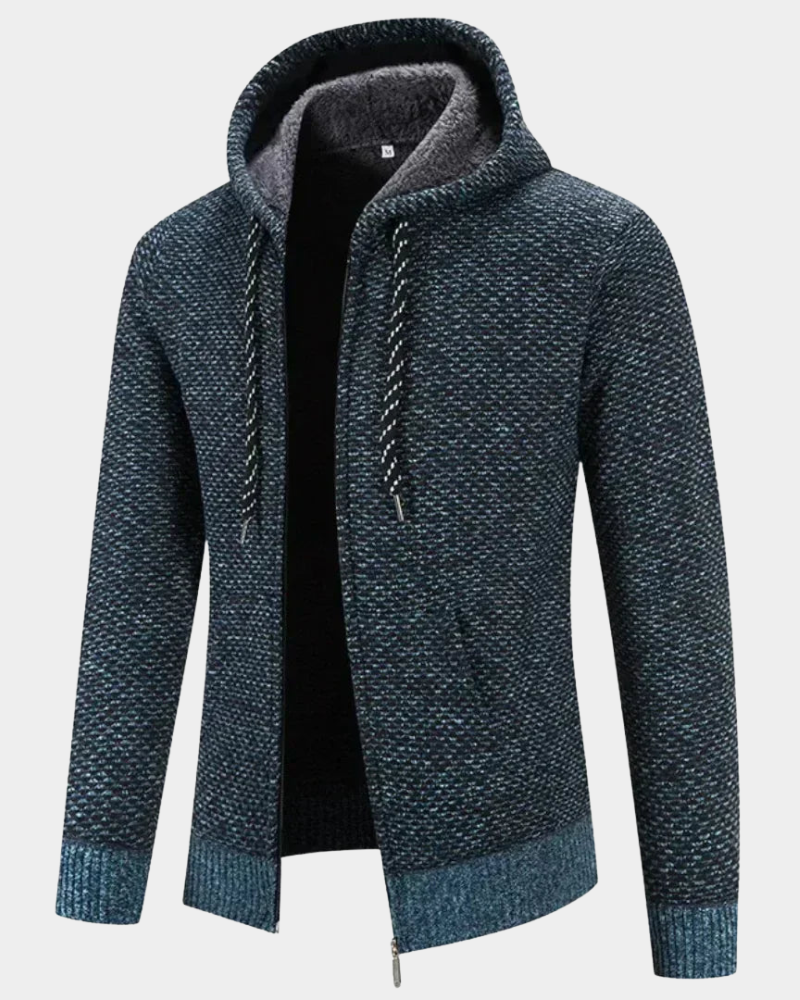 Gemütlicher Herren Pullover mit Kapuze in Blau