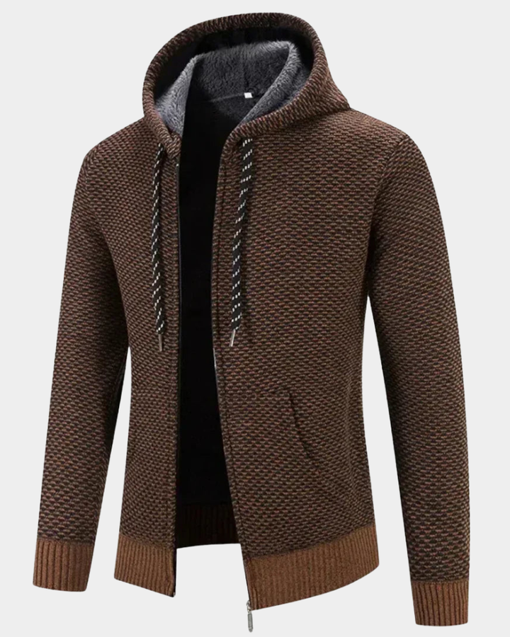 Gemütlicher Herren Pullover mit Kapuze in Braun