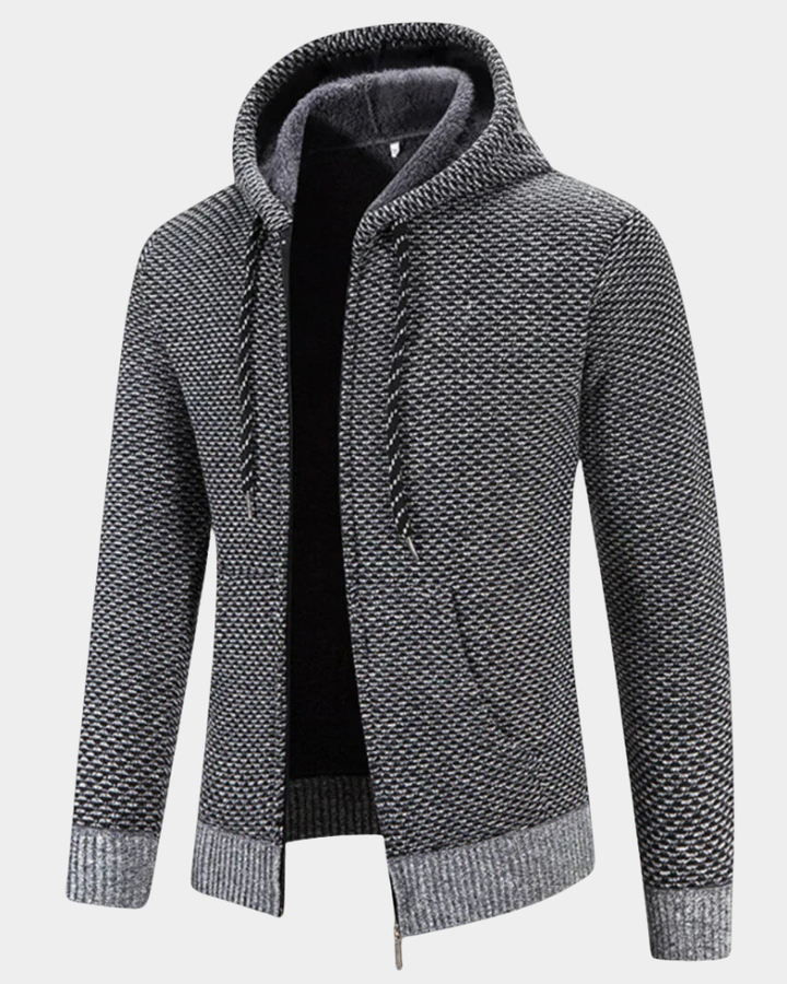 Gemütlicher Herren Pullover mit Kapuze in Grau