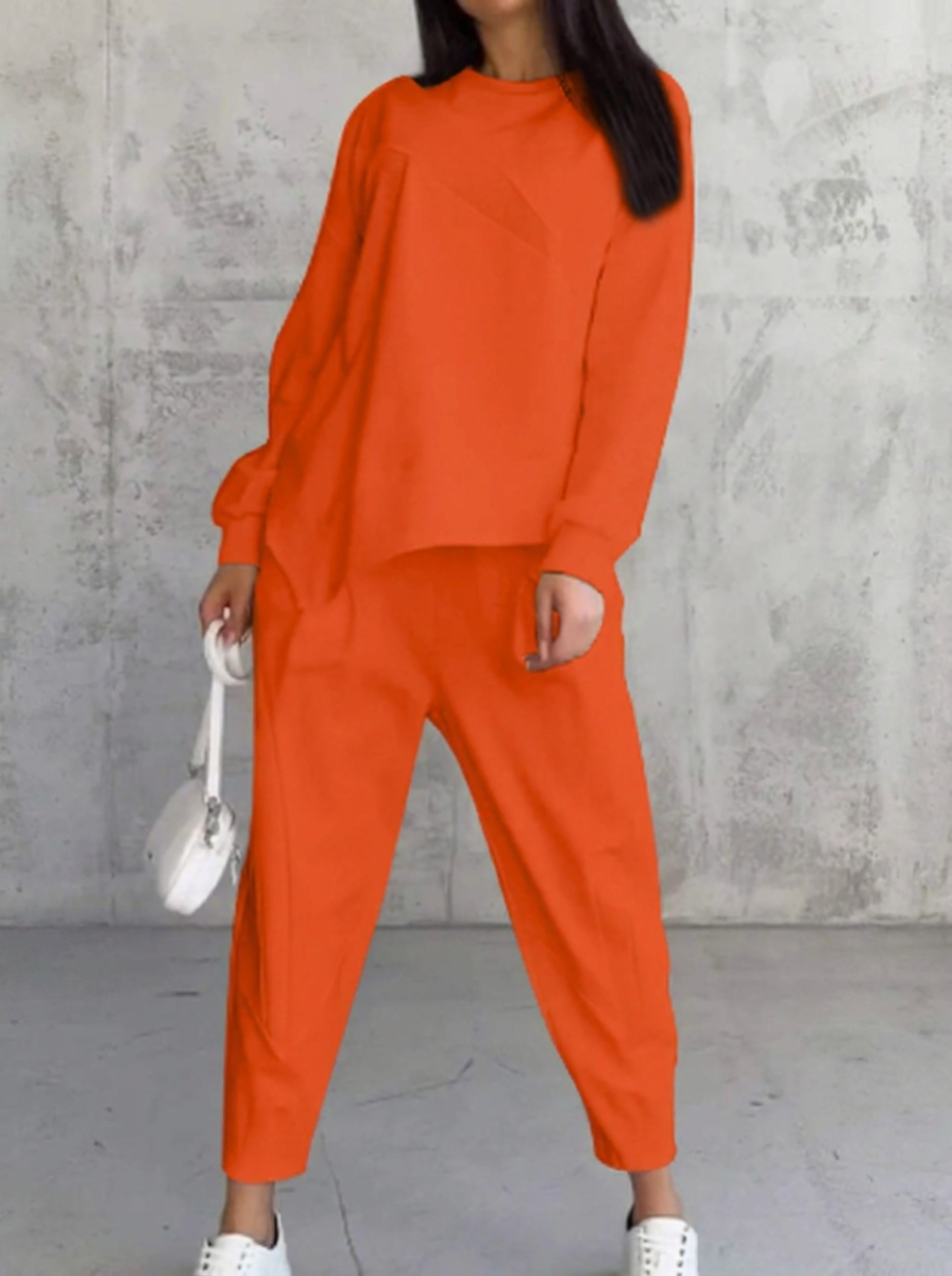 Gemütliches Damen Freizeit-Set in Orange