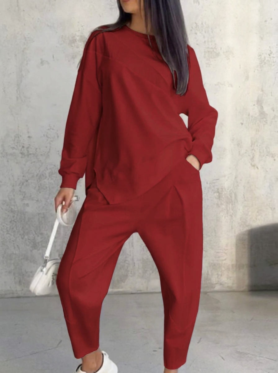Gemütliches Damen Freizeit-Set in Rot