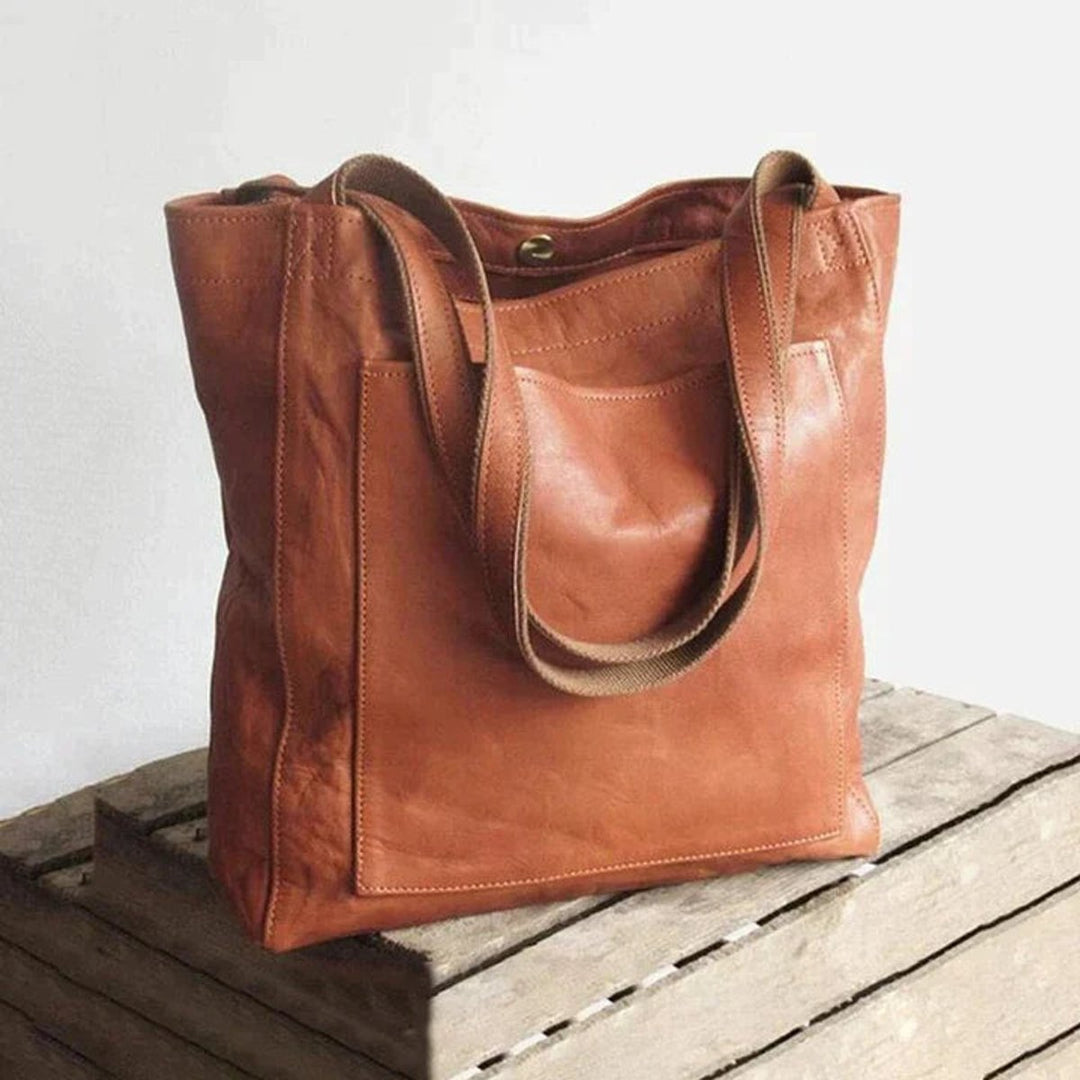 Geräumige Klassische Damen Leder Laptoptasche in Braun