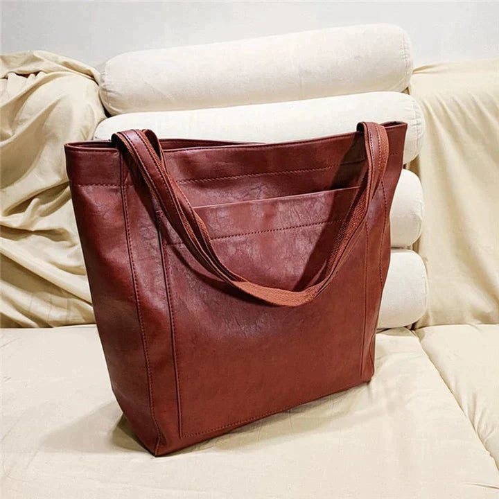 Geräumige Klassische Damen Leder Laptoptasche in Rot