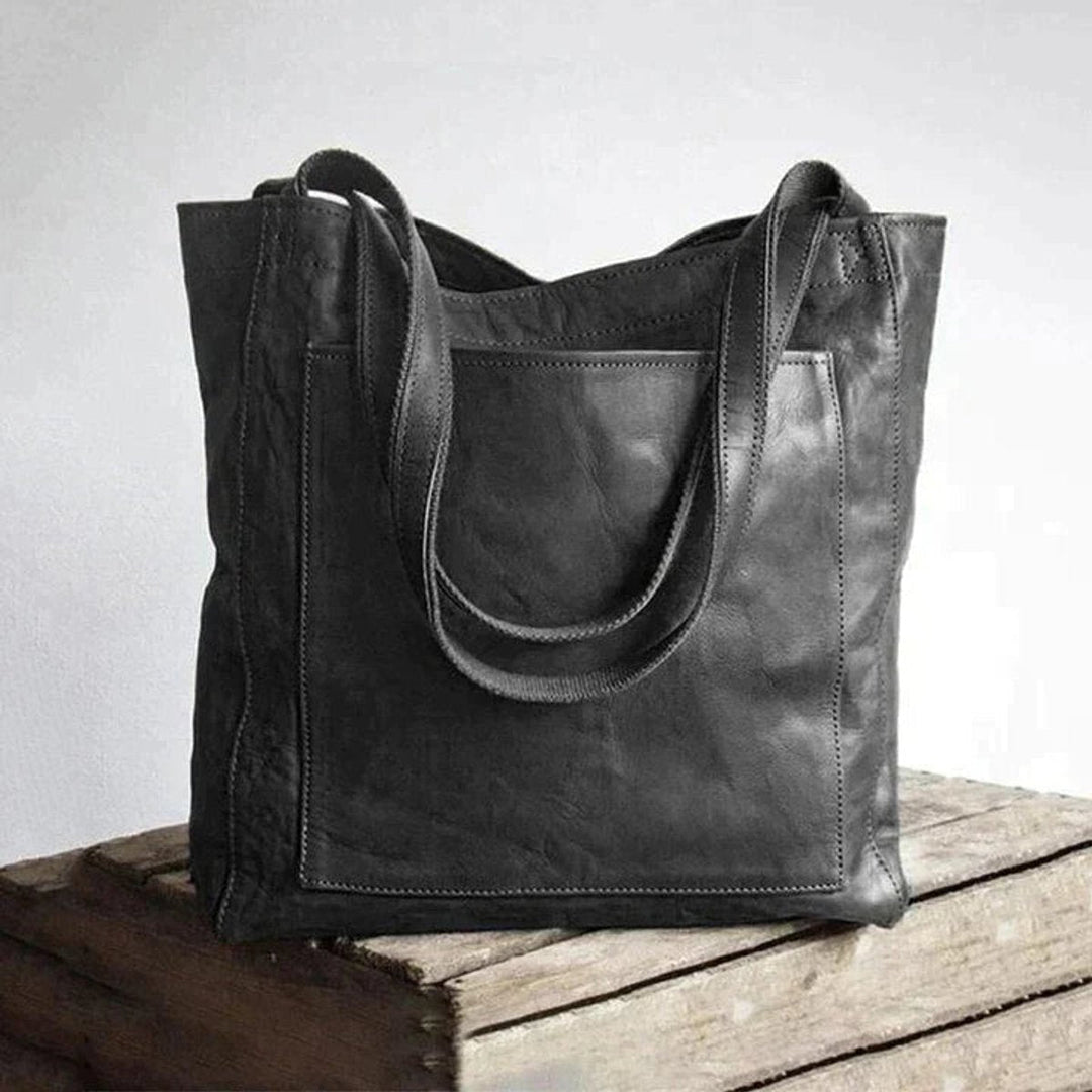 Geräumige Klassische Damen Leder Laptoptasche in Schwarz
