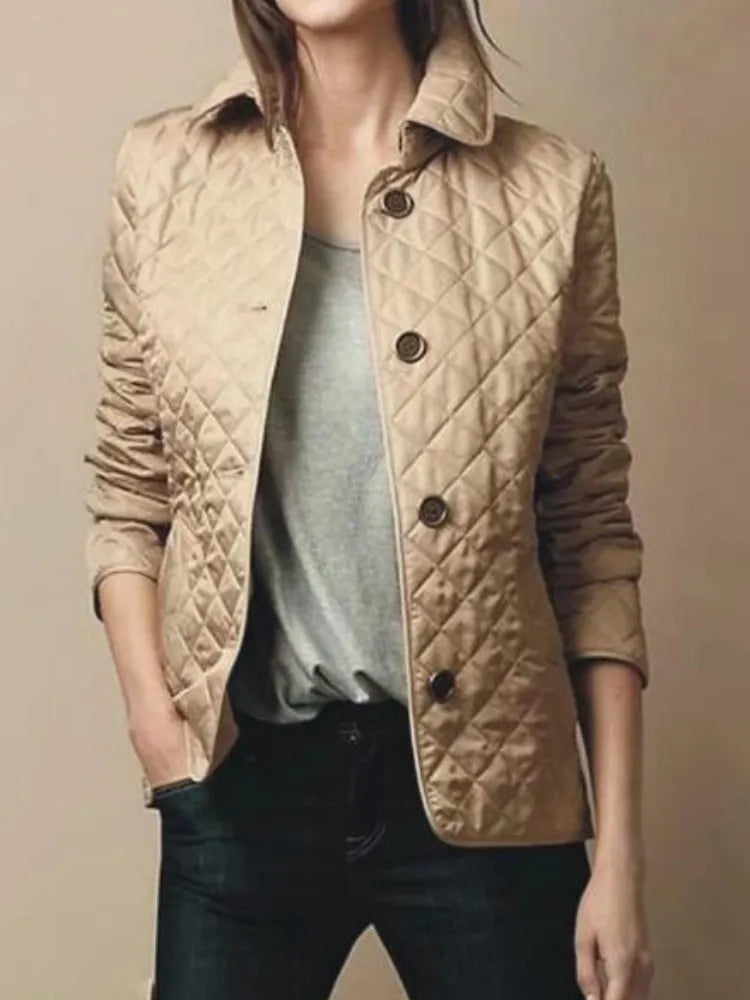 Gesteppte Damen Winterjacke im Klassischen Stil in Khaki