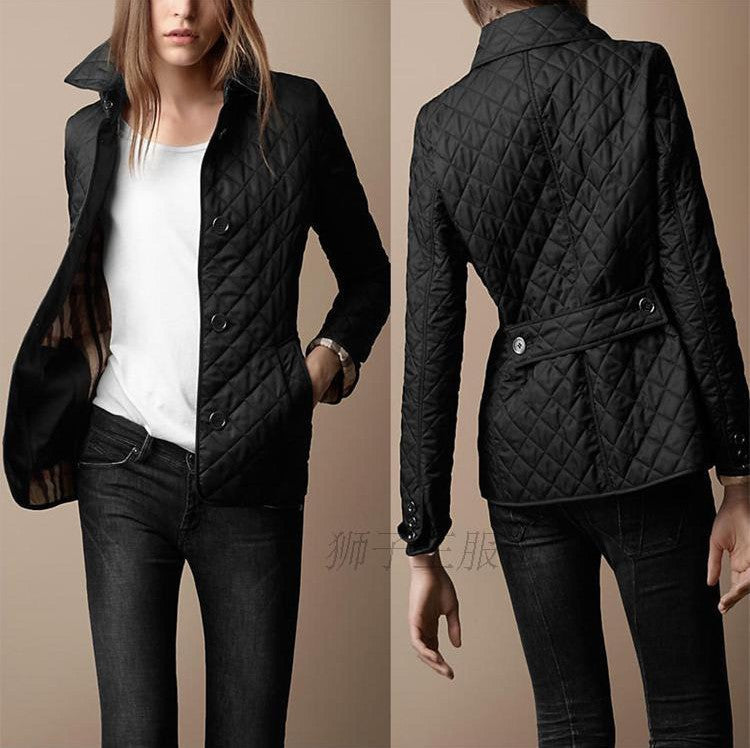 Gesteppte Damen Winterjacke im Klassischen Stil in Schwarz