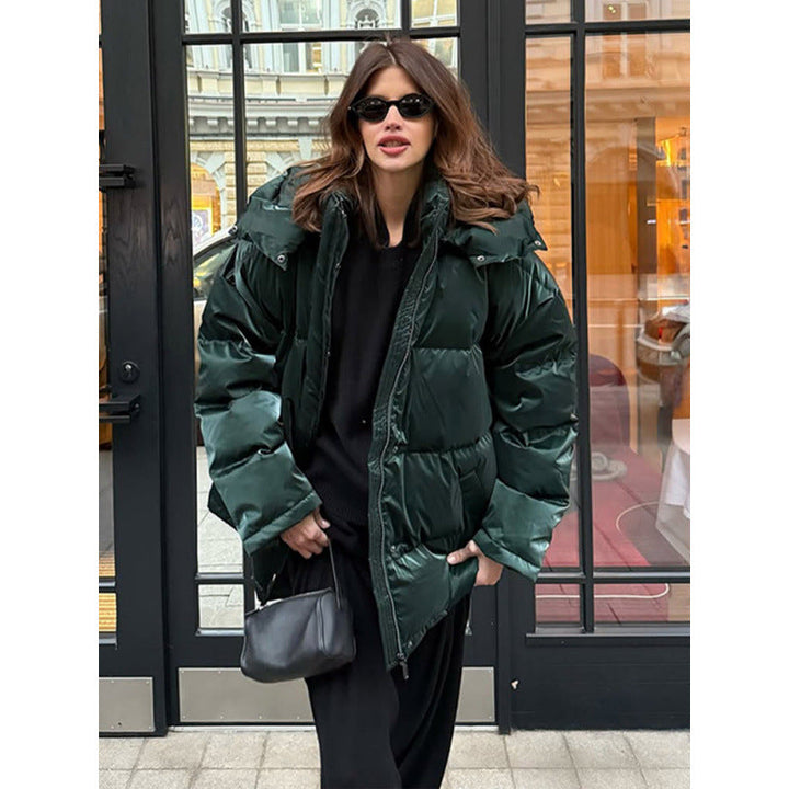 Gesteppte Damen Winterjacke mit Taillenkordel und Glanz (4)