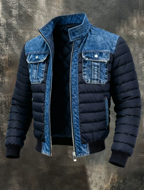 Gesteppte Hybrid-Jacke im Vintage-Stil für Herbst in Blau