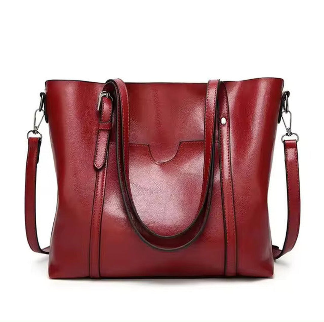 Große Damen Kunstleder Schultertasche mit abnehmbarem Riemen in Rot