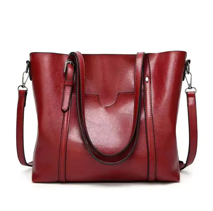 Große Damen Kunstleder Schultertasche mit abnehmbarem Riemen in Rot