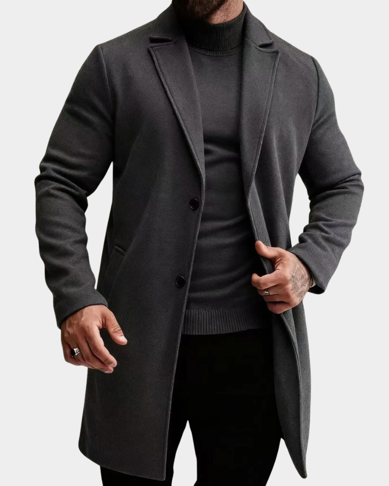 Herbst-Herrenjacke aus Wolle im klassischen Stil in Dunkelgrau
