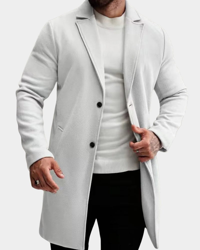 Herbst-Herrenjacke aus Wolle im klassischen Stil in Hellgrau