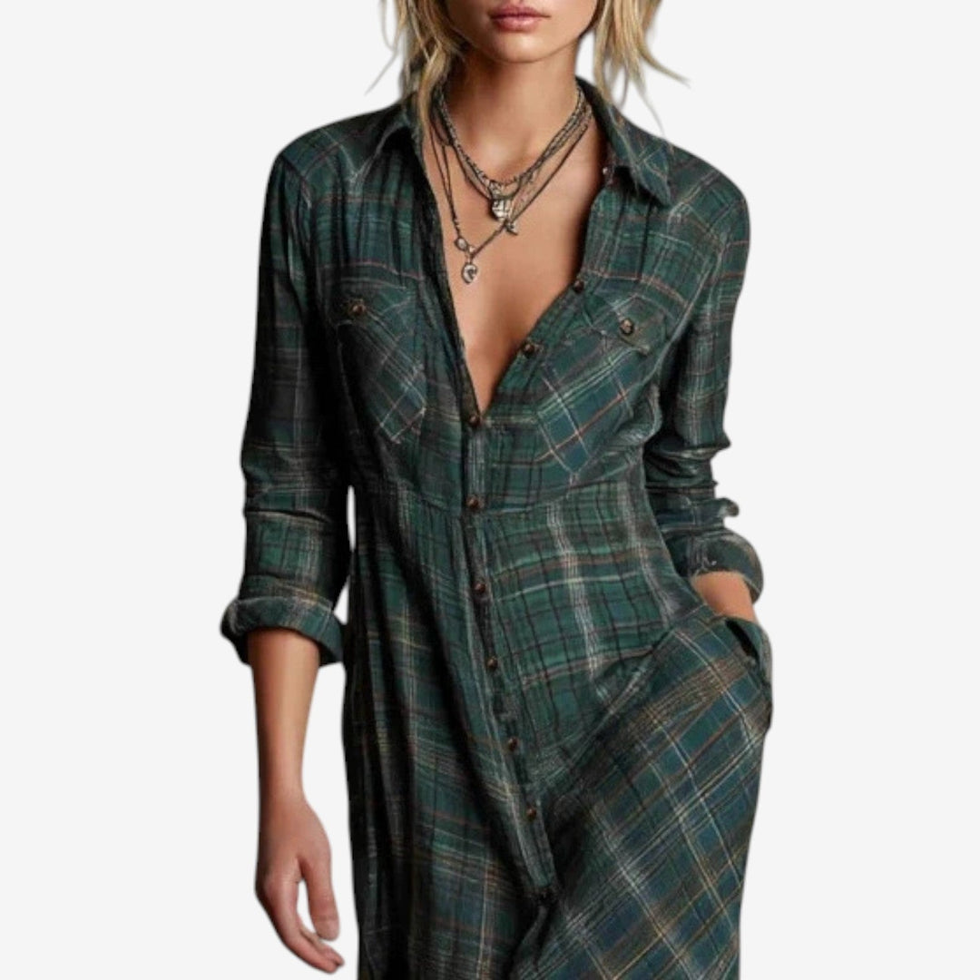 Herbst-Kleid Midi elegant geschnitten (5)