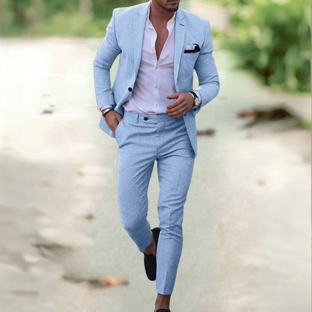 Herren Anzug mit hochwertiger Hose im Business-Look in Hellblau