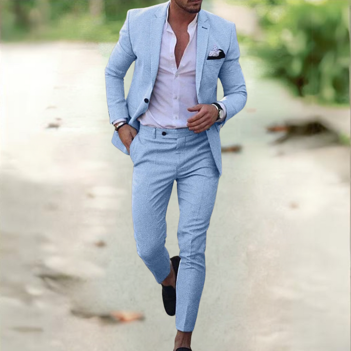 Herren Anzug mit hochwertiger Hose im Business-Look in Hellblau