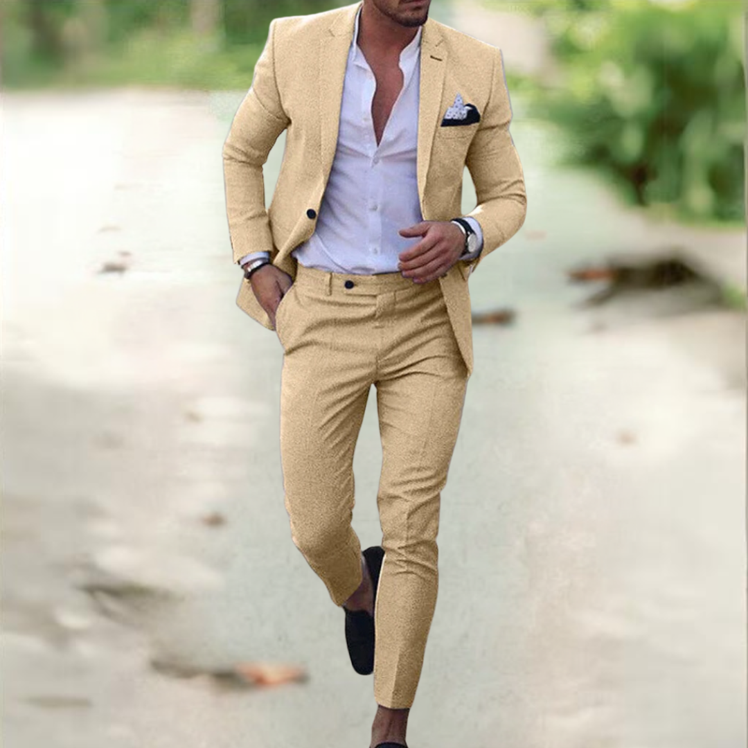 Herren Anzug mit hochwertiger Hose im Business-Look in Khaki