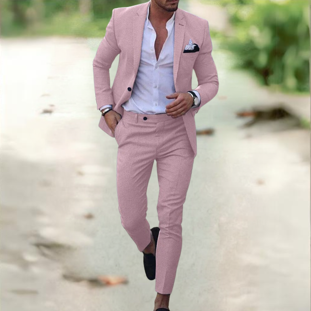 Herren Anzug mit hochwertiger Hose im Business-Look in Rosa