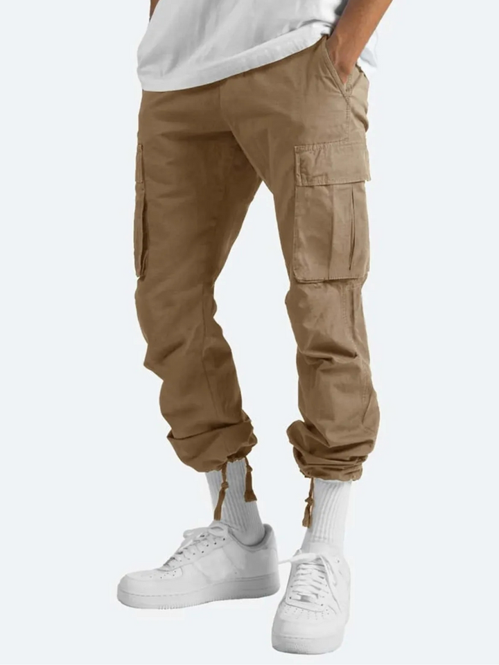 Herren Baggy-Jeans Cargohose mit Taschen in Braun