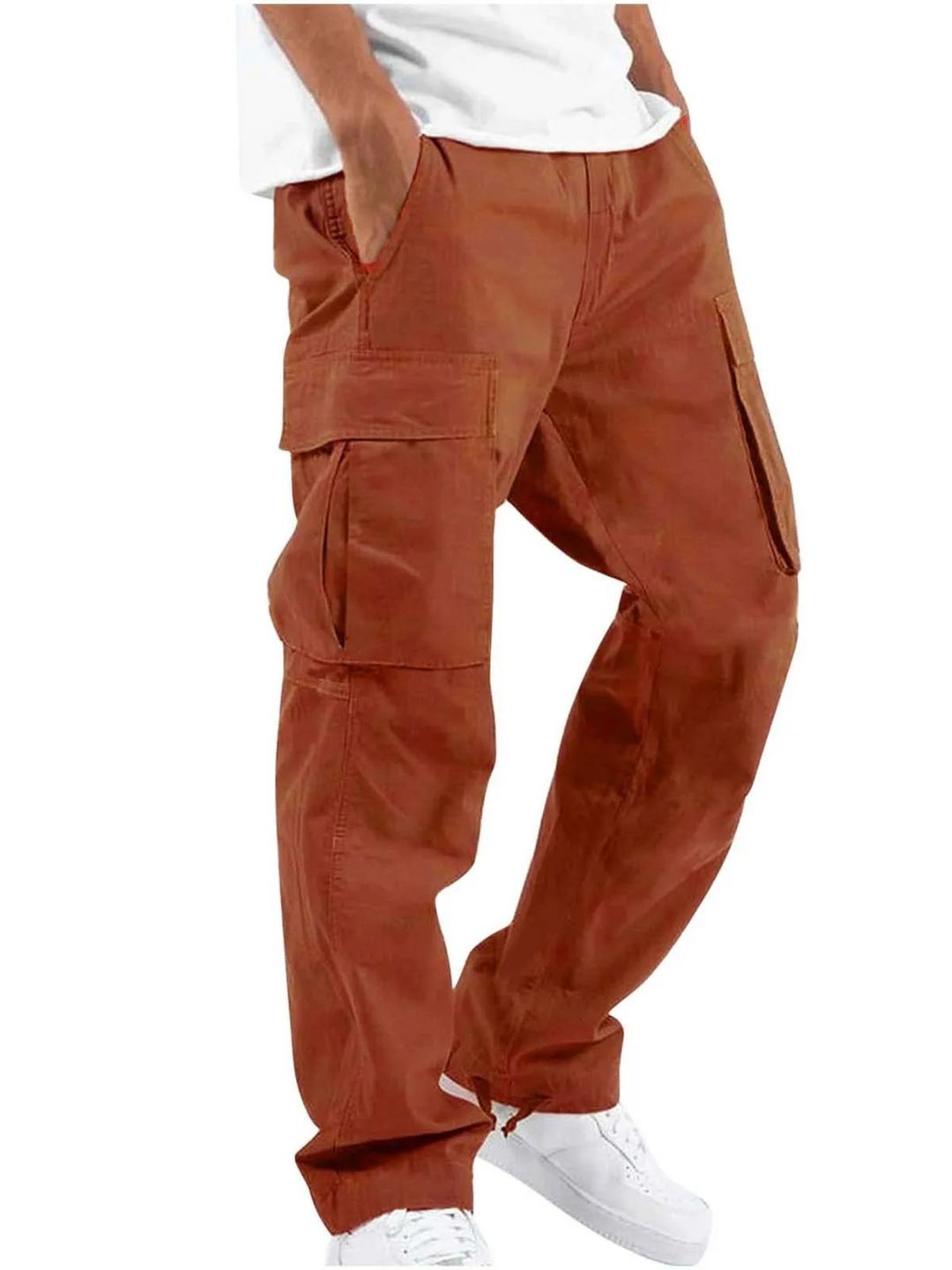 Herren Baggy-Jeans Cargohose mit Taschen in Bronze