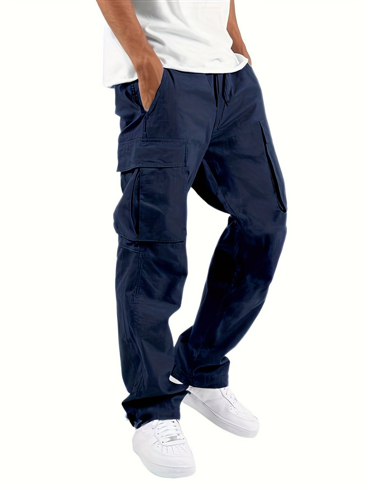 Herren Baggy-Jeans Cargohose mit Taschen in Dunkelblau