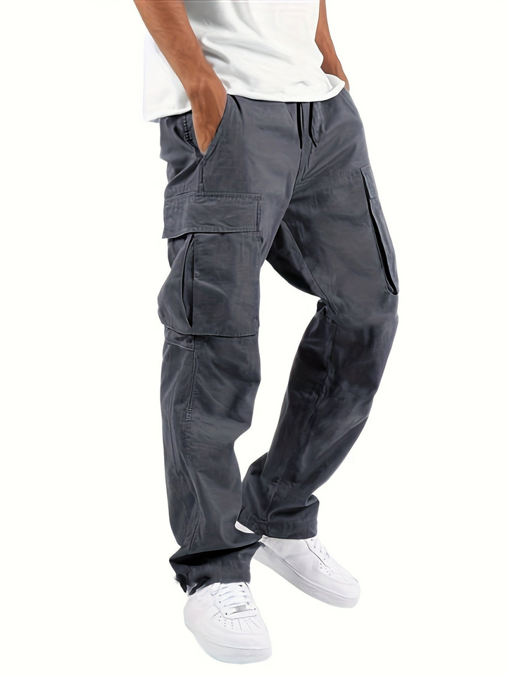 Herren Baggy-Jeans Cargohose mit Taschen in Dunkelgrau