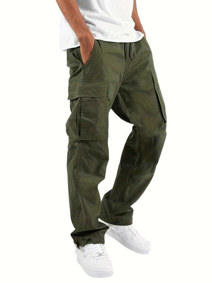 Herren Baggy-Jeans Cargohose mit Taschen in Grün