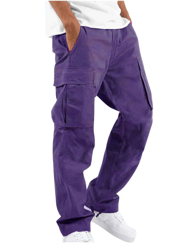 Herren Baggy-Jeans Cargohose mit Taschen in Lila